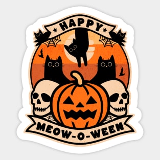 Halloween Happy Meow-O-ween Cute Black Cats Funny Costume Sticker